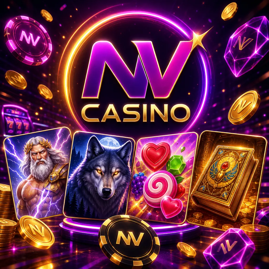 Promotional image for NV Casino with official logo and brand-inspired elements in 1024x1024 format